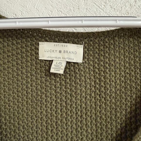 Lucky Brand Knitted Green Sweater Women Size Large Long sleeve Top Shirt - Picture 5 of 5